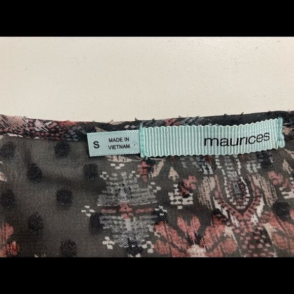 MAURICES, Women’s Top,Size Small,‎ Black, Gray, Wine, Lace, Sheer, tie front - Picture 6 of 6